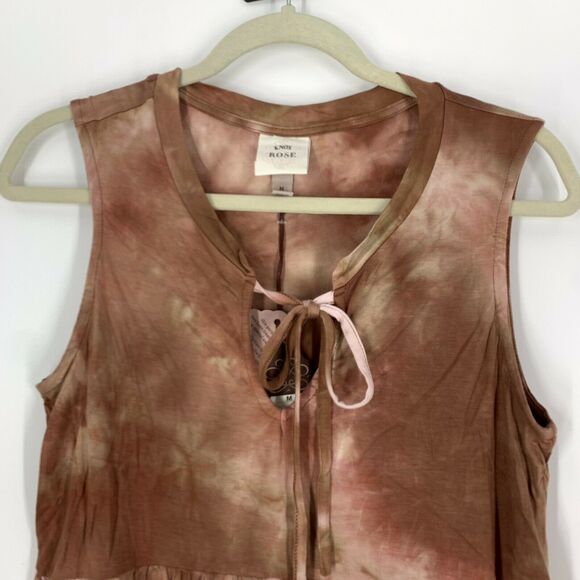 Knox Rose Tie Front V-Neck Tie Dye Rust Tank Top Women's Size Medium - Picture 7 of 7